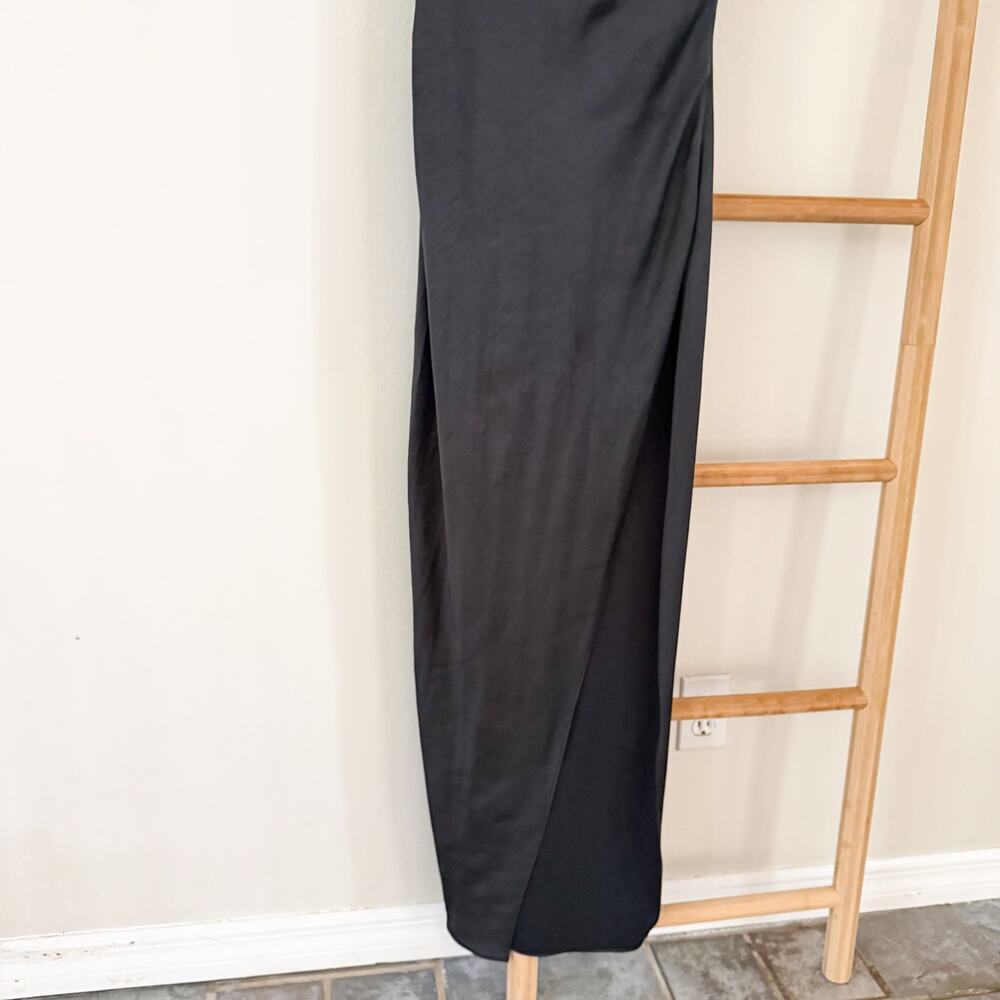 NWOT Oh Polly Black Cowl Neck Backless High Slit Maxi Dress US 2 - Picture 5 of 14